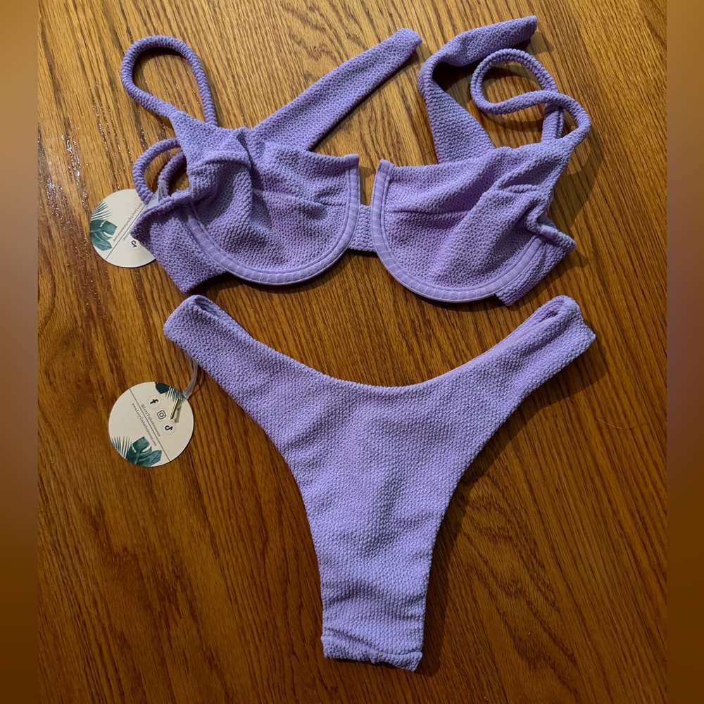 Lavender Textured Bikini Set